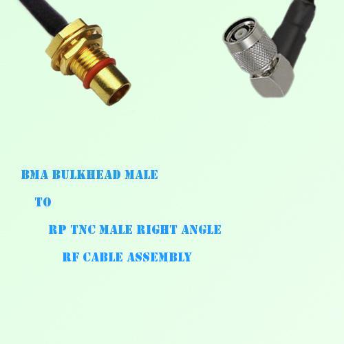 BMA Bulkhead Male to RP TNC Male Right Angle RF Cable Assembly BMA Bulkhead Male to RP TNC Male Right Angle RF Cable Assembly