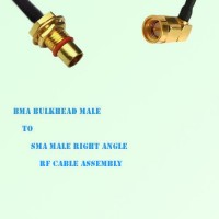 BMA Bulkhead Male to SMA Male Right Angle RF Cable Assembly