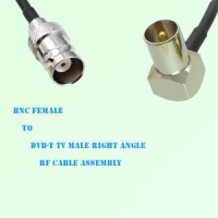 BNC Female to DVB-T TV Male Right Angle RF Cable Assembly