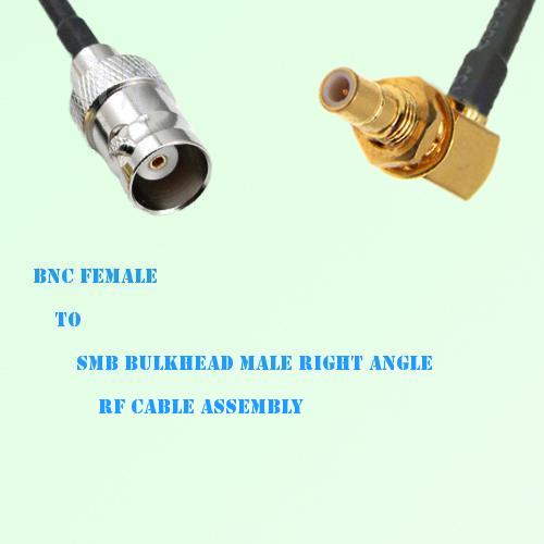 BNC Female to SMB Bulkhead Male Right Angle RF Cable Assembly