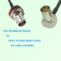 BNC Bulkhead Female to DVB-T TV Male Right Angle RF Cable Assembly