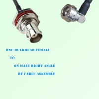 BNC Bulkhead Female to QN Male Right Angle RF Cable Assembly