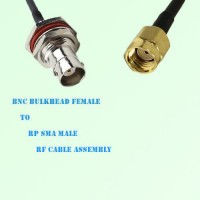 BNC Bulkhead Female to RP SMA Male RF Cable Assembly