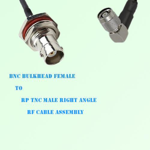 BNC Bulkhead Female to RP TNC Male Right Angle RF Cable Assembly BNC Bulkhead Female to RP TNC Male Right Angle RF Cable Assembly