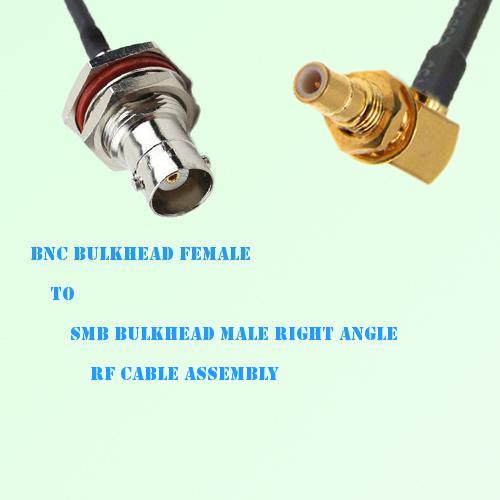 BNC Bulkhead Female to SMB Bulkhead Male Right Angle RF Cable Assembly