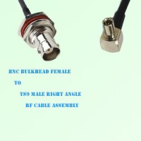 BNC Bulkhead Female to TS9 Male Right Angle RF Cable Assembly