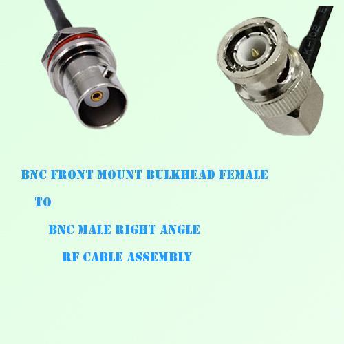 BNC Front Mount Bulkhead Female to BNC Male R/A RF Cable Assembly BNC Front Mount Bulkhead Female to BNC Male R/A RF Cable Assembly
