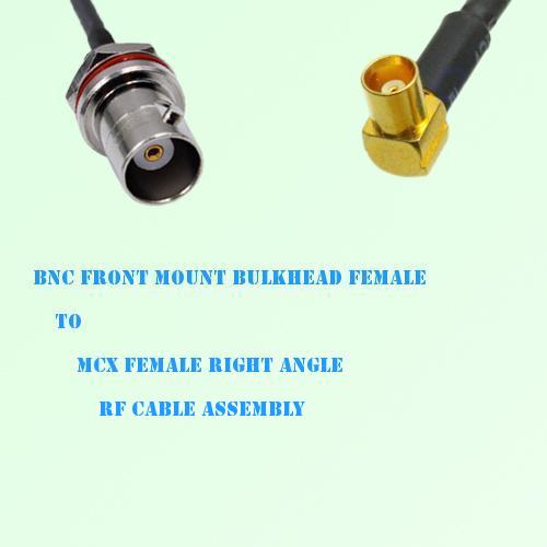 BNC Front Mount Bulkhead Female to MCX Female R/A RF Cable Assembly