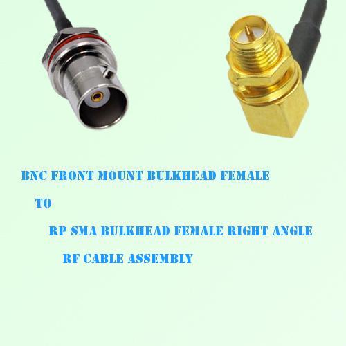 BNC Front Mount Bulkhead Female to RP SMA Bulkhead Female R/A RF Cable