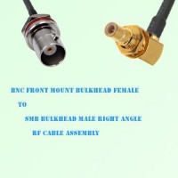 BNC Front Mount Bulkhead Female to SMB Bulkhead Male R/A RF Cable