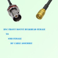 BNC Front Mount Bulkhead Female to SMB Female RF Cable Assembly