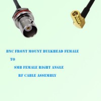 BNC Front Mount Bulkhead Female to SMB Female R/A RF Cable Assembly