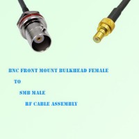 BNC Front Mount Bulkhead Female to SMB Male RF Cable Assembly