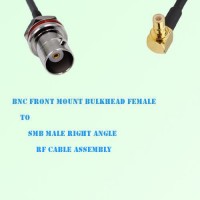 BNC Front Mount Bulkhead Female to SMB Male R/A RF Cable Assembly