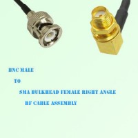 BNC Male to SMA Bulkhead Female Right Angle RF Cable Assembly
