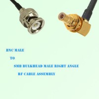 BNC Male to SMB Bulkhead Male Right Angle RF Cable Assembly