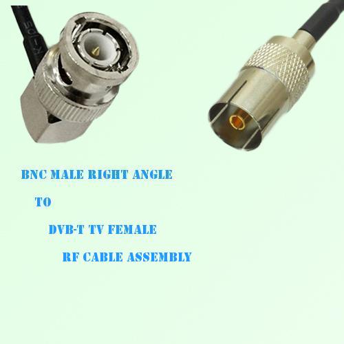 BNC Male Right Angle to DVB-T TV Female RF Cable Assembly