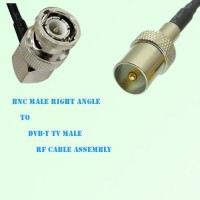 BNC Male Right Angle to DVB-T TV Male RF Cable Assembly