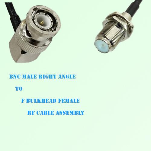 BNC Male Right Angle to F Bulkhead Female RF Cable Assembly