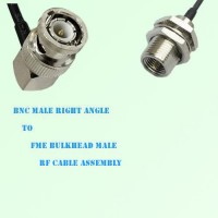 BNC Male Right Angle to FME Bulkhead Male RF Cable Assembly