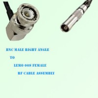 BNC Male Right Angle to Lemo FFA 00S Female RF Cable Assembly