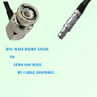 BNC Male Right Angle to Lemo FFA 00S Male RF Cable Assembly