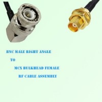 BNC Male Right Angle to MCX Bulkhead Female RF Cable Assembly