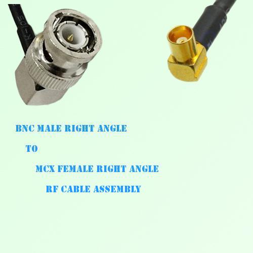 BNC Male Right Angle to MCX Female Right Angle RF Cable Assembly