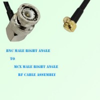 BNC Male Right Angle to MCX Male Right Angle RF Cable Assembly