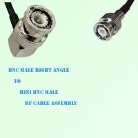 BNC Male Right Angle to Mini BNC Male RF Cable Assembly