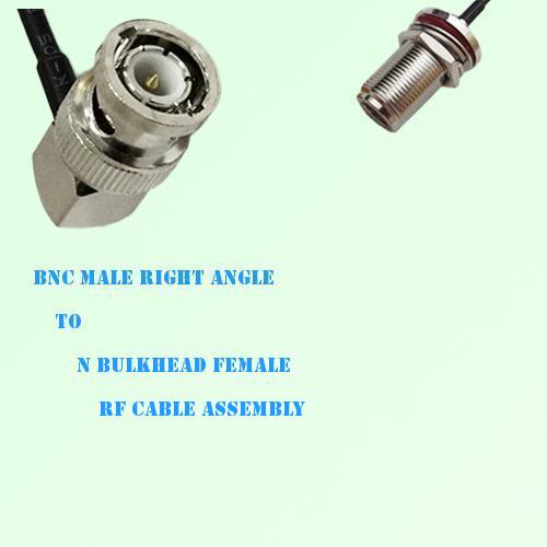 BNC Male Right Angle to N Bulkhead Female RF Cable Assembly