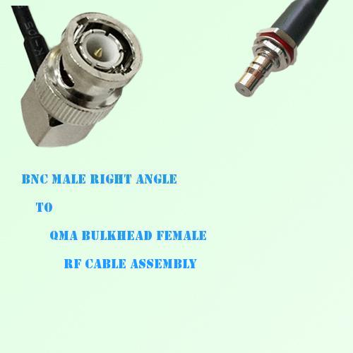 BNC Male Right Angle to QMA Bulkhead Female RF Cable Assembly
