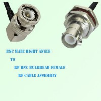 BNC Male Right Angle to RP BNC Bulkhead Female RF Cable Assembly