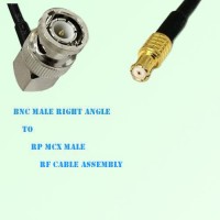 BNC Male Right Angle to RP MCX Male RF Cable Assembly