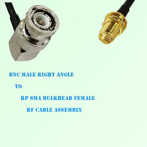 BNC Male Right Angle to RP SMA Bulkhead Female RF Cable Assembly