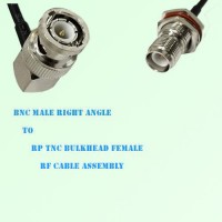 BNC Male Right Angle to RP TNC Bulkhead Female RF Cable Assembly