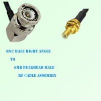 BNC Male Right Angle to SMB Bulkhead Male RF Cable Assembly
