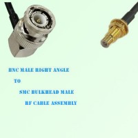 BNC Male Right Angle to SMC Bulkhead Male RF Cable Assembly
