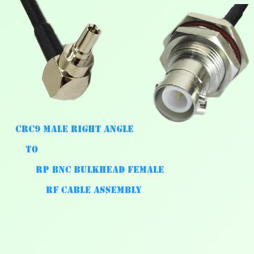 CRC9 Male Right Angle to RP BNC Bulkhead Female RF Cable Assembly