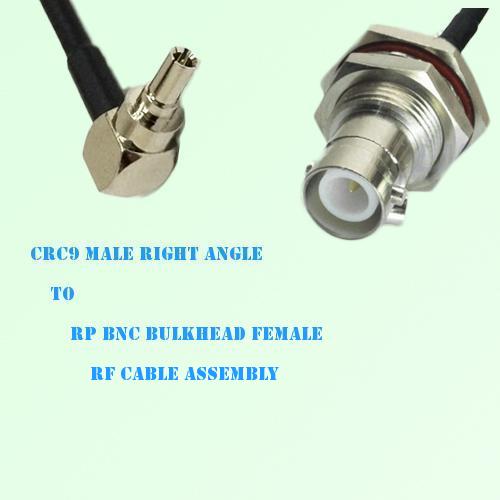 CRC9 Male Right Angle to RP BNC Bulkhead Female RF Cable Assembly
