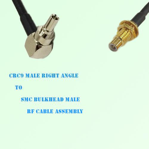 CRC9 Male Right Angle to SMC Bulkhead Male RF Cable Assembly