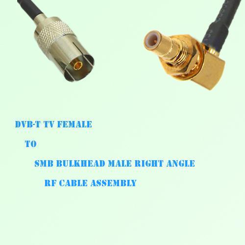 DVB-T TV Female to SMB Bulkhead Male Right Angle RF Cable Assembly