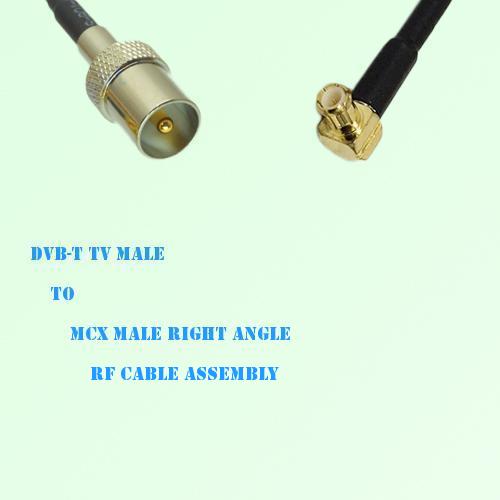 DVB-T TV Male to MCX Male Right Angle RF Cable Assembly