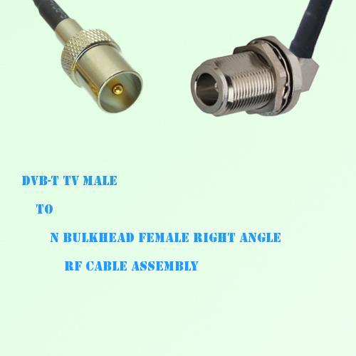 DVB-T TV Male to N Bulkhead Female Right Angle RF Cable Assembly