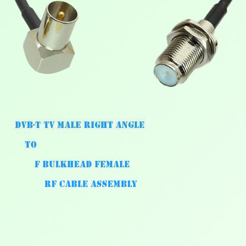 DVB-T TV Male Right Angle to F Bulkhead Female RF Cable Assembly