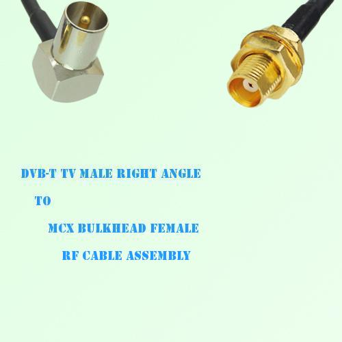 DVB-T TV Male Right Angle to MCX Bulkhead Female RF Cable Assembly