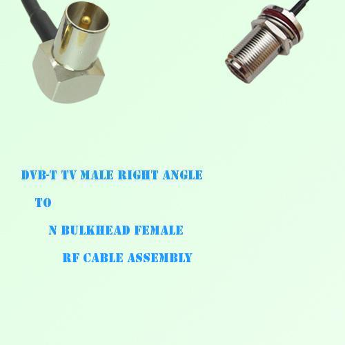 DVB-T TV Male Right Angle to N Bulkhead Female RF Cable Assembly
