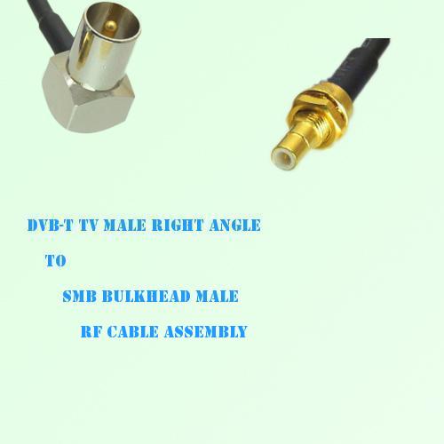 DVB-T TV Male Right Angle to SMB Bulkhead Male RF Cable Assembly