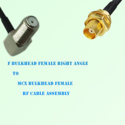 F Bulkhead Female Right Angle to MCX Bulkhead Female RF Cable Assembly
