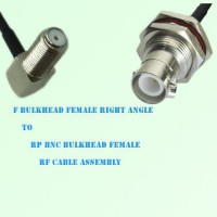 F Bulkhead Female R/A to RP BNC Bulkhead Female RF Cable Assembly